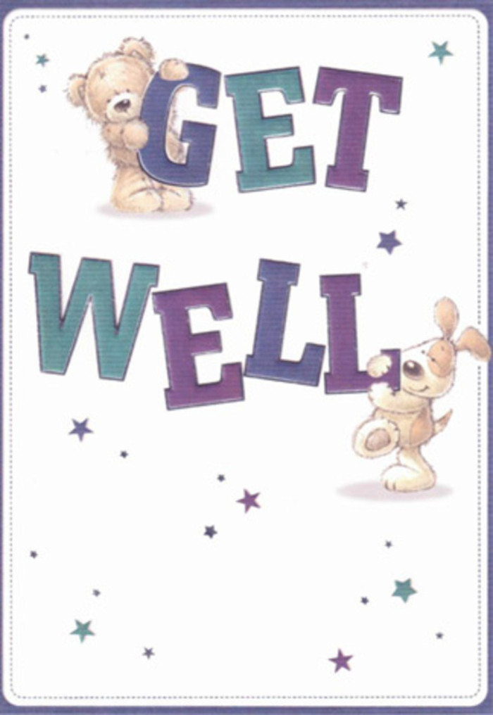 This delightfully illustrated get well card brims with gentle encouragement, echoing the thoughtful nature of Hook's neighbourhood florists. Friendly and expressive, a soft-furred bear and velvety-eared puppy sit cheerfully together, surrounded by a flurry of twinkling stars, as though scattering little tokens of hope across a cream white backdrop. The bold, inviting typography features hues of purple and sea-green reminiscent of the wildflowers found on walks through Hook's leafy lanes-each letter exuding cheer and comfort. There's a tactile richness in the bear's plush coat and the puppy's floppy ears, imbued with warmth and nostalgia like treasured childhood companions. As you take in the playful scene, it's easy to imagine sending this card alongside a fresh, fragrant bouquet from a local Hook florist, the combined gesture weaving together heartfelt care and genuine optimism. The entire design offers a gentle lift, the sort of emotional boost so often needed in moments of recovery, reaffirming the nurturing bonds of this close community.