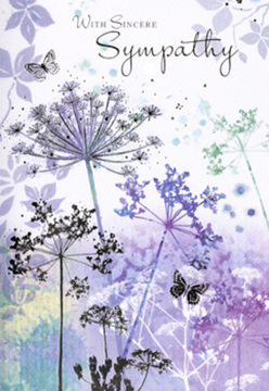 The design of this sympathy card evokes the stillness of early morning in Hook, when the air is cool and the sky carries the faintest hint of lavender light. A drift of tall, fine-stemmed wildflowers rises from the base of the card, each umbel drawn in intricate filigree, as if traced by a careful hand that understands both botany and emotion. The flower heads, painted in soft violets, dusky blues, and misted greys, appear almost weightless against a background of blurred purple and silvery green watercolour washes. These gentle gradients melt into one another like distant hedgerows seen through a veil of light rain. Among the wisps of foliage, transparent butterflies float delicately, their presence quietly suggesting the continuation of life and the whisper of hope. They do not dominate the scene; instead, they move through it, like fleeting thoughts that bring comfort during a walk along the pathways near Hook station or through the leafy residential lanes. The overall composition is airy, with deliberate spaces between the stems, giving the eye and heart room to rest. There is no clutter, no bright, jarring colour-just the calm of cool tones and soft edges. As a florist serving the Hook community, I see how this artwork mirrors the tenderness of a thoughtfully arranged condolence bouquet: considered, respectful, and deeply human. The card feels like a gentle hand on the shoulder, perfectly suited to accompany sympathy flowers delivered locally, offering a quiet expression of support when words are hard to find.